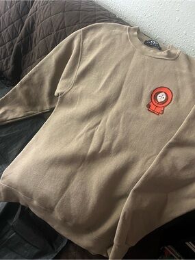 Beige Crewneck Sweater with Orange Character Patch - Women